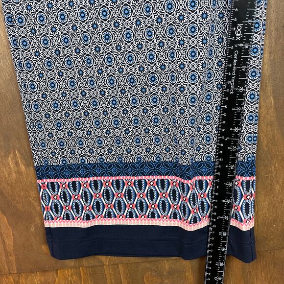Christopher & Banks Womens Pants Blue Geometric Wide Leg Boho Harem Stretch L - Picture 8 of 12
